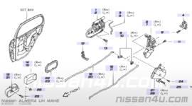 Bedieningsstang deurslot linksachter Nissan Almera N16 82609-BM705 (Van buitengreep naar portierslot)