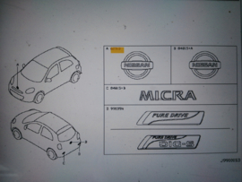 Emblem-front Nissan Micra K13 62890-1HA0A Used part.