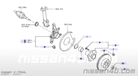 Bearing-rear axle, inner Nissan X-Trail T30 43210-AG000 New