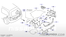 Kofferbakbekleding Nissan Almera N15. Rechts. 84950-0N060