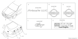 Kofferbakembleem Nissan Primera P11 84890-2F000 Gebruikt.