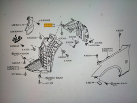 Binnenscherm achterste rechtsvoor Nissan 350Z Z33 63842-CD000 Origineel.