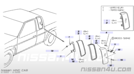 Zijruit links Nissan King Cab D21 83343-12G00 Origineel.