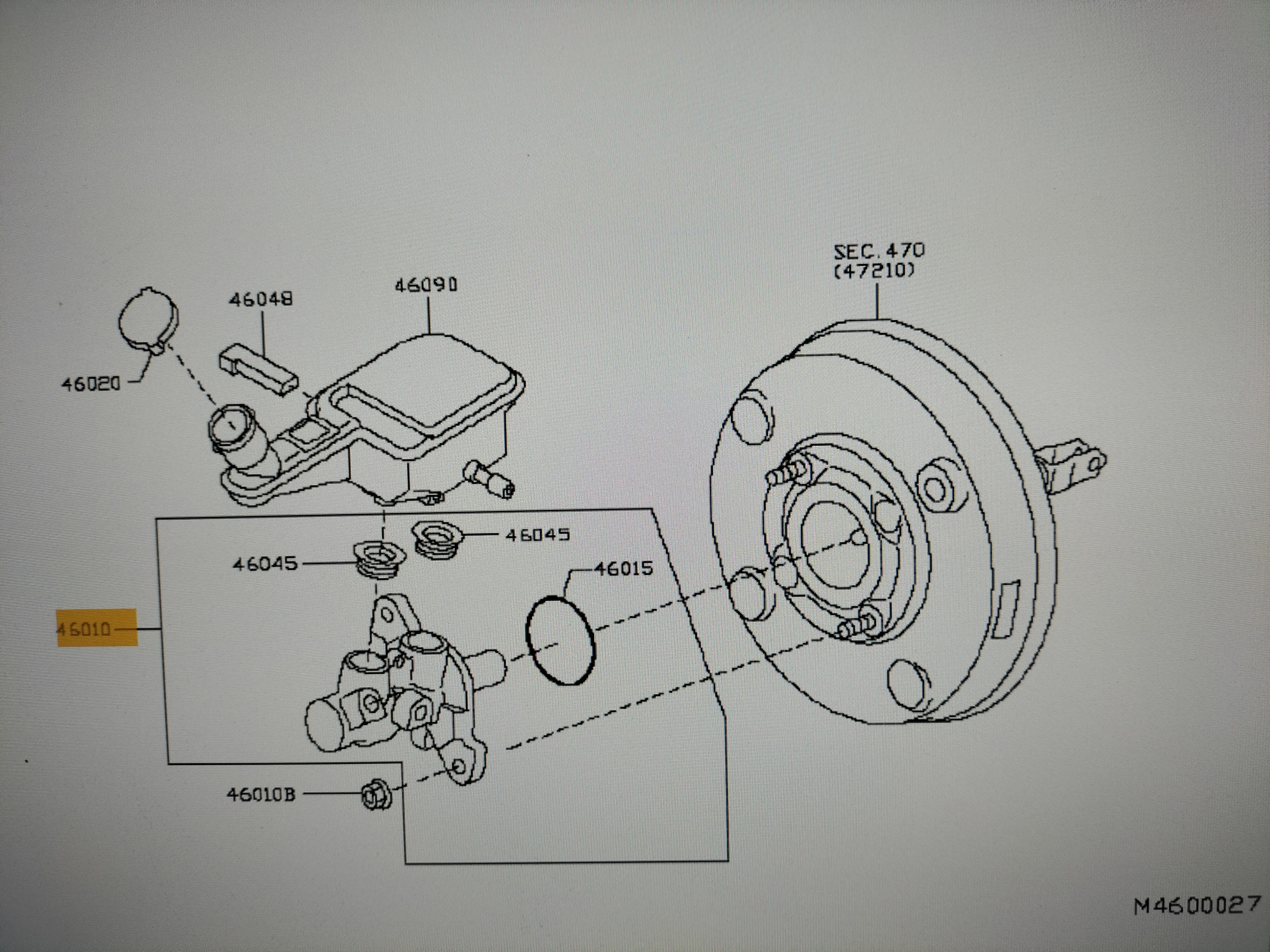 Cylinder assy-brake master Nissan Micra K14 46010-5FA0A + 46090-5FA0B + 46020-5FA0A Used part.