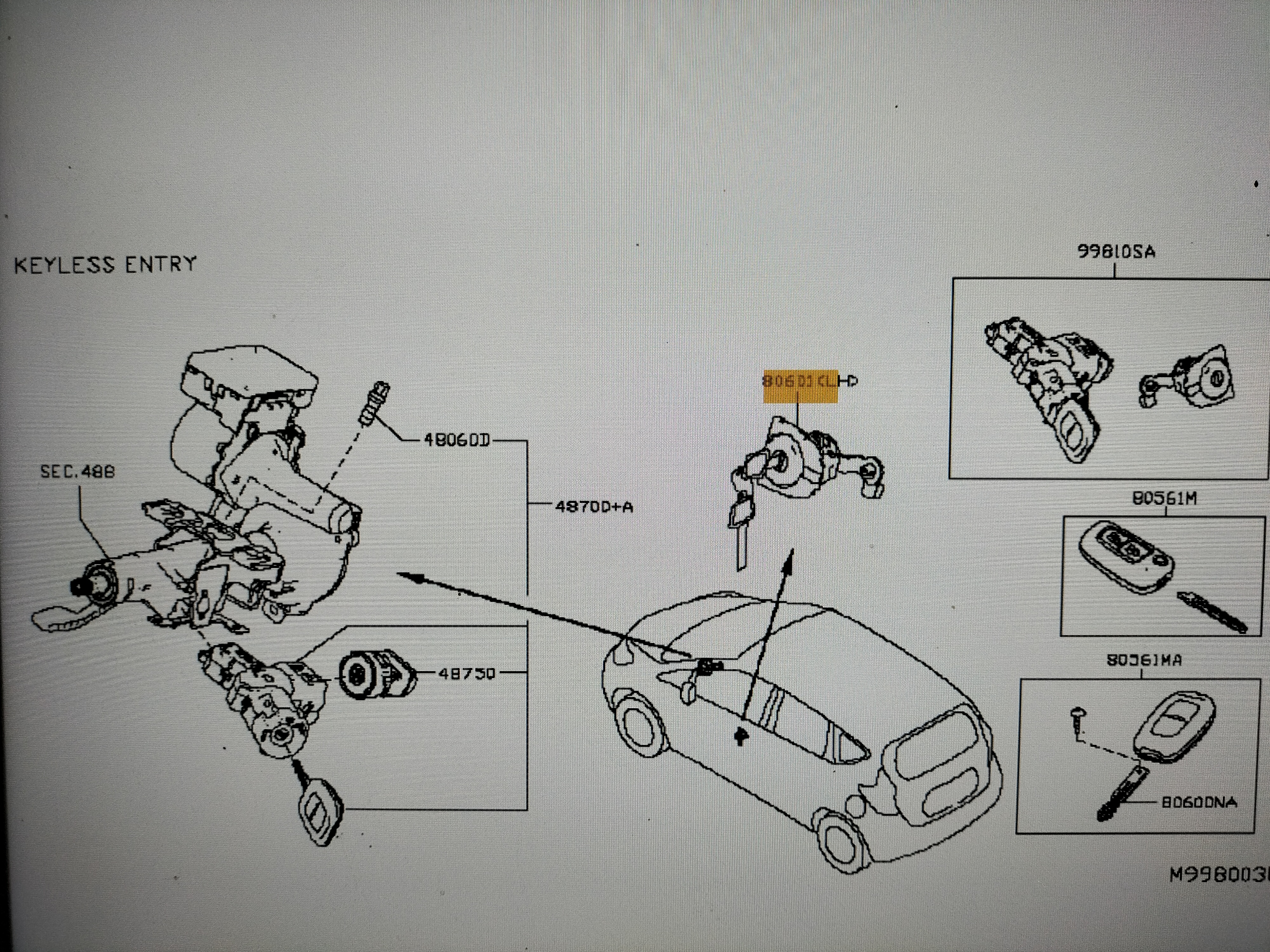 Cilinderslot bestuurdersportier Nissan Micra K14 H0601-5FA0A (VNVK1400159806293) Gebruikt.