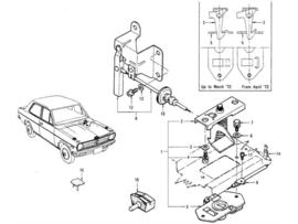 Motorkapslot Datsun/ Nissan 65610-H3500 720/ B110 Gebruikt.