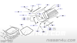 Gasveer achterklep links Nissan 100NX 90451-61Y00 Nieuw.