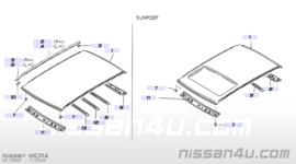 Eindkap daklijst rechtsvoor Nissan Micra K10 73854-01B00 Origineel