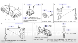 Sensor-side air bag, right-hand Nissan Primera P11/WP11 98830-9F725
