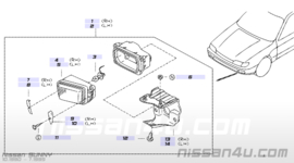 Mistlamp linksvoor Nissan Sunny GTI N14 B6155-63C10 (ichikoh 2106L)