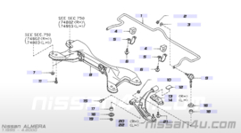 Stabilisatorstang vooras Nissan Almera N15 GTI / Nissan Sunny Wagon Y10 54611-58Y11