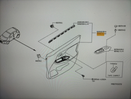 Finisher assy-front door, left-hand Nissan Micra K14 80901-5FA6A (80923-5FA0A) Used part.