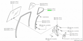 Weatherstrip-rear corner, left-hand Nissan Maxima A32 82273-40U00 (82272-40U00) Used part.