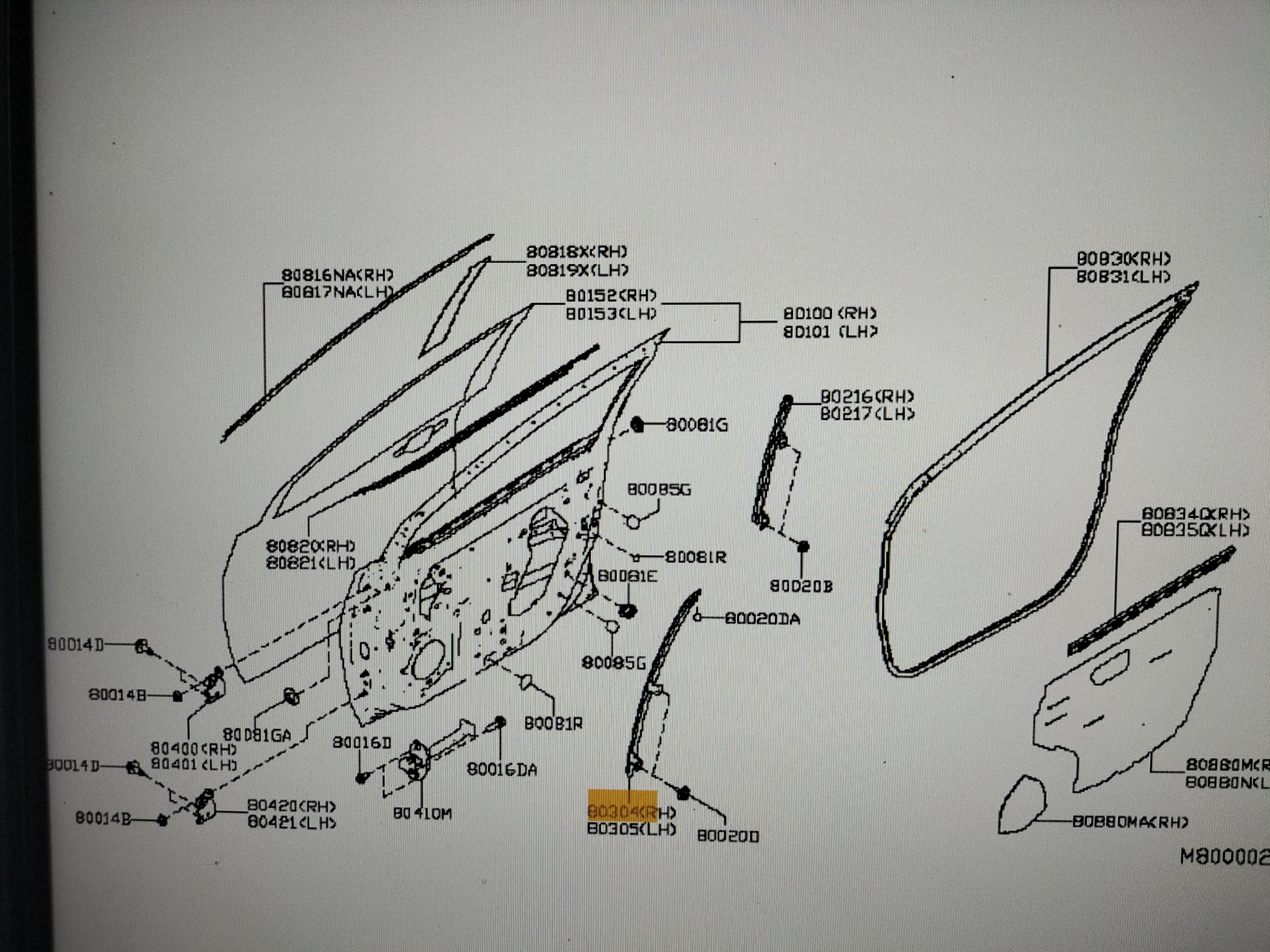 Portierraamgeleider voorportier rechts, voorste Nissan Micra K14 802A2-5FA0A Gebruikt.