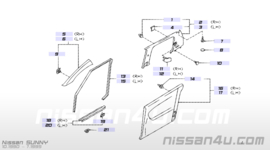Deurrubber linksvoor Nissan Sunny N14 76922-60C10 Origineel