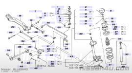 Stabilisatorstangklem achteras Nissan 56233-D6000 B12/ N13/ T12/ T72/ U11 Gebruikt.