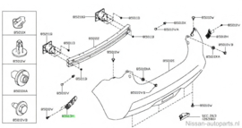 Bracket-rear bumper side, left -hand Nissan Micra K14 85221-5FA0A Original.