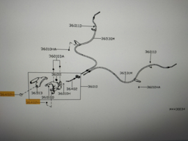 Afdekkap handremkabelafstelling Nissan Micra K14 36317-5RA0A Gebruikt.