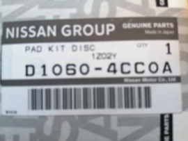 Remblokset vooras Nissan X-Trail T32 D1060-4CC0A Origineel.