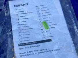 Trekhaak met afneembare kogel Nissan X-trail T32 KE500-4C010 Origineel.