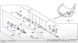 Aandrijfas links QG18DE Nissan Primera P12 39101-AU310