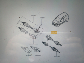 Aandrijfas links K9K Nissan Kubistar X76 39101-00QA7