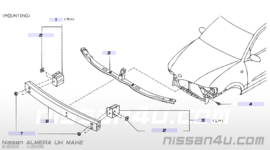 Bumpersteun linksvoor Nissan Almera (Tino) 62211-7M030 N16/ V10 (62211-7M000)