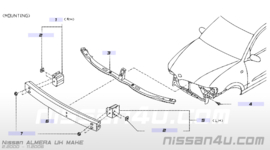 Stay-front bumper, left-hand Nissan Almera (Tino) 62211-7M030 N16/ V10 (62211-7M000)