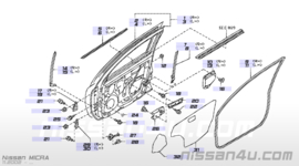 Portierraamgeleider rechtsvoor Nissan Micra K12 80820-AX605