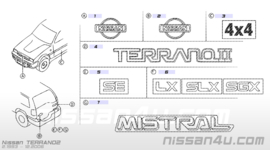 Embleem TerranoII Nissan Terrano2 R20 90890-0F000 Original.