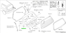 Trillingsdemper achterklep Nissan Almera N15 65823-0N000 Origineel.