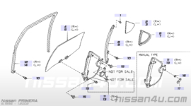 Zijruit linksachter Nissan Primera P11 82263-2F000