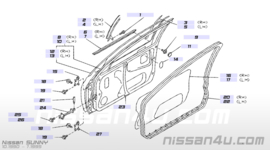 Deurscharnier bovenste linksvoor Nissan Sunny N14 80401-62C00