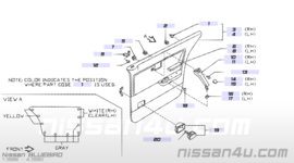 Armsteun linksachter Nissan Bluebird T72 82949-Q9001 Gebruikt