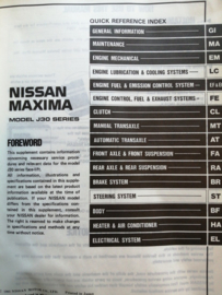 Service manual '' Model J30 series Supplement-I '' Nissan Maxima J30 SM2E-J30SG0