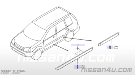 Sierstrip portier linksvoor Nissan X-Trail T30 80871-8H303 (KX4) Zilver