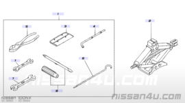 Opberghoes gereedschap Nissan 99504-50Y00 A32/ B13/ CA33/ D22/ D22S/ J30/ LCD22/ M11/ N14/ N15/ S14/ W10/ Y10/ Z32/ Z33 Gebruikt.