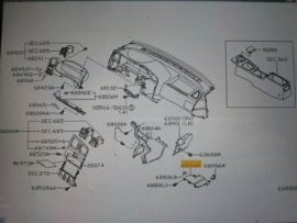 Panel-instrument lower Nissan Primera P11/ WP11 68102-2F900 Used part.