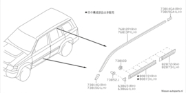 Sierlijst rechtsvoor Nissan Patrol Y61 76812-VB000 Origineel.