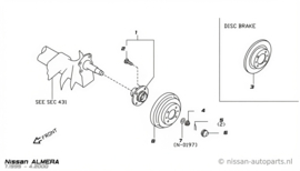 Hub rear Nissan Almera N15 43200-0M000 New.