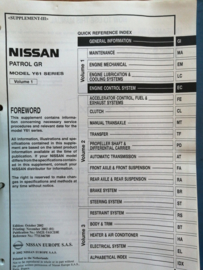 Service manual '' Model Y61 series supplement II + Supplement III '' Nissan Patrol Y61