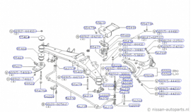 Draagarm linksachter Nissan 280ZX S130 55502-P9100 + 43213-S8000 +38162-W1200 Gebruikt.