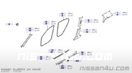 Plastic interieurdeel linksvoor Nissan Almera N16 769B5-BN702 (769B5-BM700)