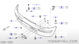Finisher-front fascia, left-hand Nissan Micra K11 62257-73B40 Used part.
