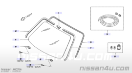 Fastener-moulding front windshield Nissan Micra K11 72725-41B00