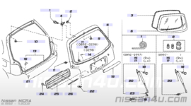 Gasveer achterklep links Nissan Micra K11 90453-4F286 (90452-4F220) Gebruikt.