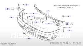 Bumperframe Nissan Almera N15 62290-0N000 ( verschillende kleuren)