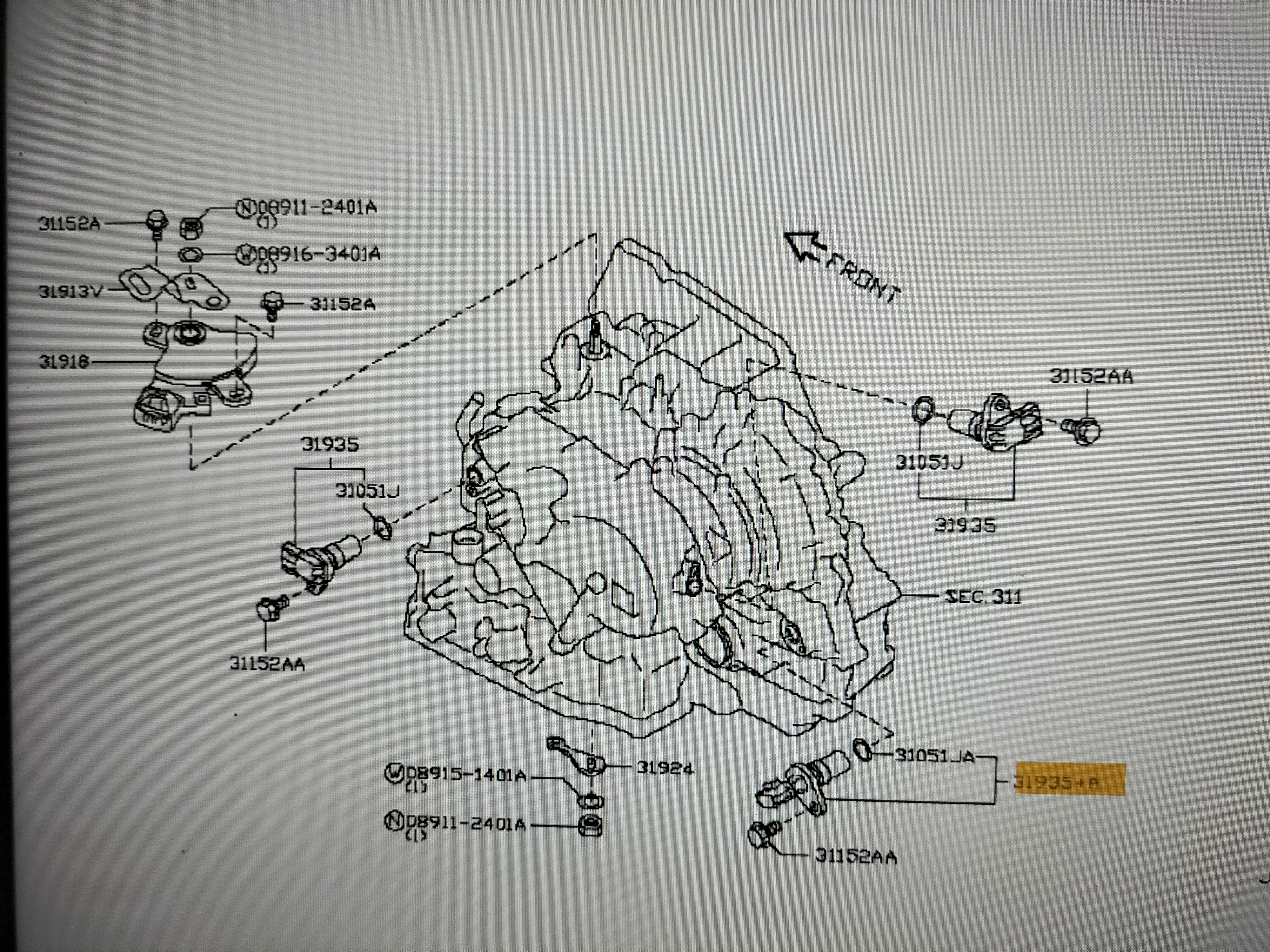 Sensor assy-revolution Nissan 31935-1XF01 C13/ CK12/ E11/ F15/ J10/ JJ10/ K12/ K13/ T31/ T32/ Z51 Used part.