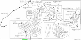 Sluiting achterbankzitting Nissan 88304-0M000 A32/ CA32/ N15/ N16/ P11/ P12/ WP11 Origineel.
