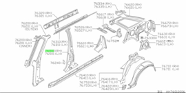 Pillar, center right-hand Nissan Sunny B11 Wagon 76500-21A00 Original.